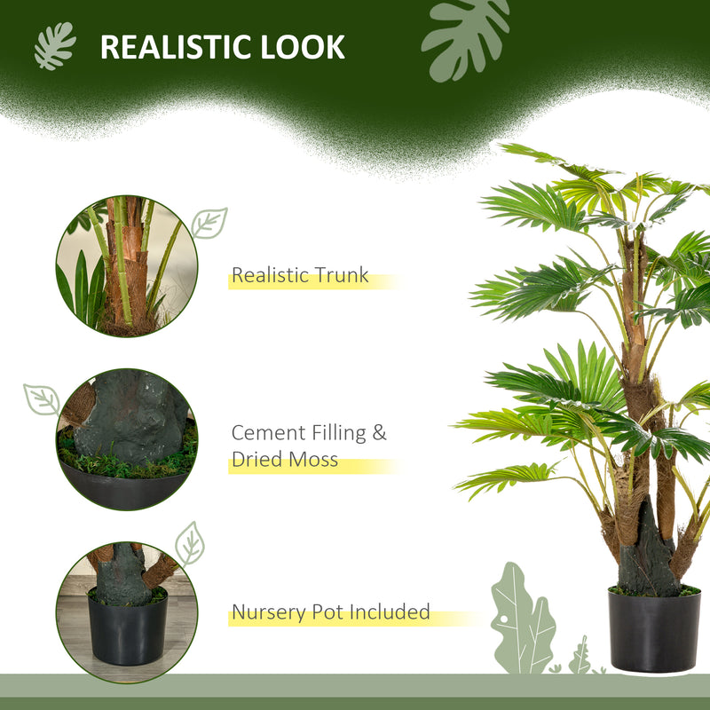 Set of 2 Artificial Palm Trees in Pots for Indoor or Outdoor Décor 135cm Green AOSOM