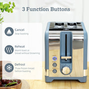 2 Slice Toaster and 1.7L Kettle Set with Textured Design for Modern Kitchens Blue