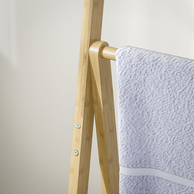 Three Shelf Bamboo Storage Unit with Towel Racks Natural Finish by HOMCOM