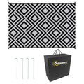 Black Reversible Outdoor Rug 182x274cm Lightweight Plastic Mat for Camping and Garden