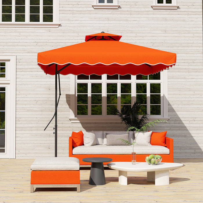 Orange 2.5m Cantilever Garden Parasol with Lever and Cross Base by Outsunny