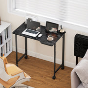 Compact Folding Desk on Wheels with Storage Shelf for Home Office or Study Black AOSOM