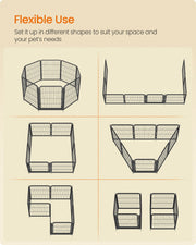 Six layout shapes the playpen panels can be arranged into