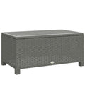 Rattan Garden Coffee Table with Glass Top for Patio or Conservatory Use Light Grey AOSOM