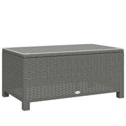 Rattan Garden Coffee Table with Glass Top for Patio or Conservatory Use Light Grey AOSOM