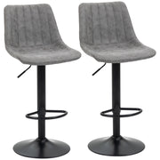 Set of 2 Swivel Bar Stools with Backrest and Adjustable Height for Kitchen Island Grey