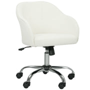 Velvet Swivel Office Chair With Padded Seat For Home Or Work Desk Comfort Cream