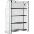 Portable Mini Greenhouse With Roll Up Door For Indoor And Outdoor Growing White Outsunny
