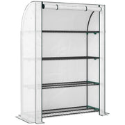 Portable Mini Greenhouse With Roll Up Door For Indoor And Outdoor Growing White Outsunny