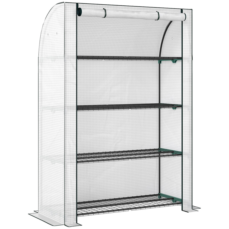 Portable Mini Greenhouse With Roll Up Door For Indoor And Outdoor Growing White Outsunny