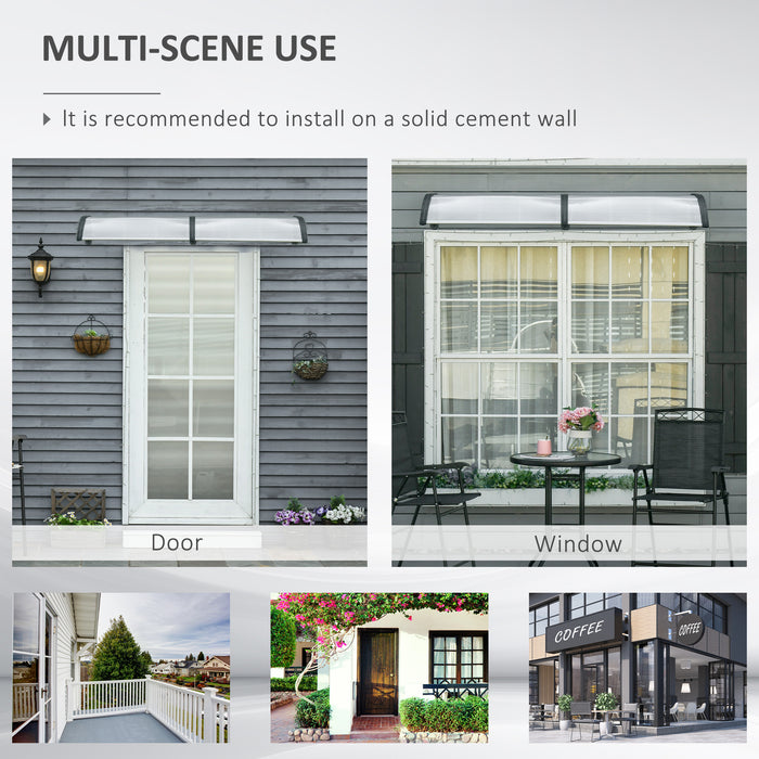Clear Front Door Porch Canopy 200 x 96cm Outdoor Awning Rain Shelter for Windows and Porches by Outsunny