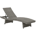 Mixed Grey Rattan Sun Lounger with Adjustable Backrest and Wheels by Outsunny