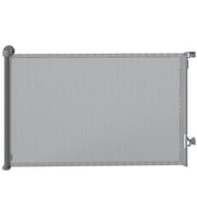 Retractable Dog Gate for Doorways and Stairs with One-Handed Operation Grey AOSOM