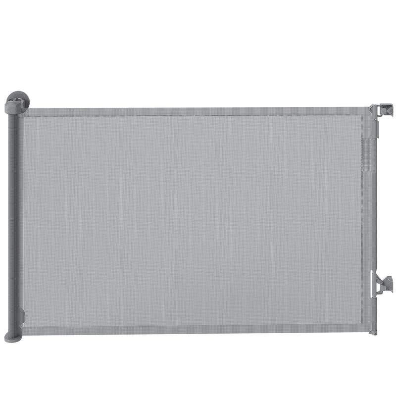 Retractable Dog Gate for Doorways and Stairs with One-Handed Operation Grey AOSOM