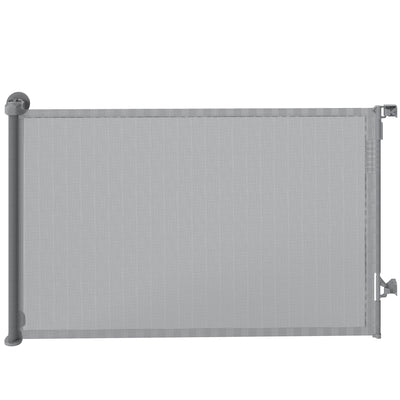 Retractable Dog Gate for Doorways and Stairs with One-Handed Operation Grey AOSOM