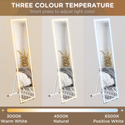 Full Length LED Dressing Mirror with Dimmable 3 Tone Lighting for Bedroom, White