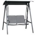 2 Seater Garden Swing Chair With Adjustable Canopy Shade And Metal Frame Dark Grey