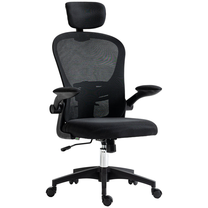 Black Ergonomic Office Chair With Mesh Back Lumbar Support And Adjustable Headrest