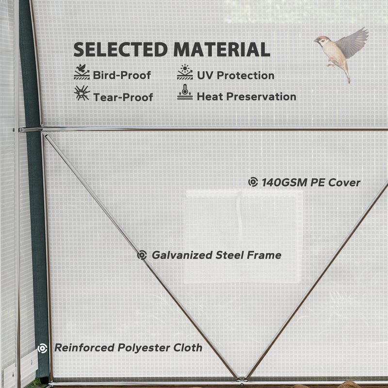 White 3x2m Walk In Tunnel Greenhouse Steel Frame by Outsunny