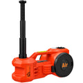 Orange 5 tonne electric car jack with telescopic column extended on a white background