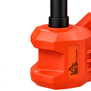 Close-up of the orange jack body and telescopic column with the Homcom label