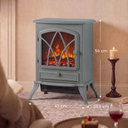 Heater in a living room marked with 54 cm height, 45 cm width and 28.5 cm depth