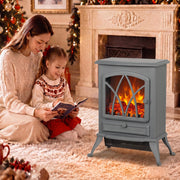 Mother and daughter reading on the floor next to the heater at Christmas