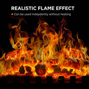 Close-up of the realistic LED log flame effect, usable independently of the heater