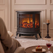 Dimensions diagram showing 55W x 31D x 58H cm size for the electric fireplace stove