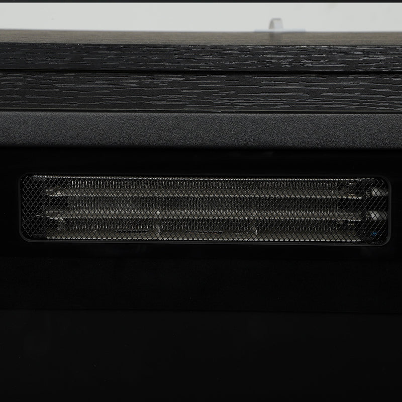 Close-up of the heating element grille above the flame window