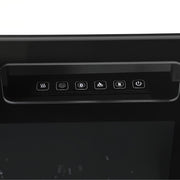 Close-up of the touch control buttons on the fireplace
