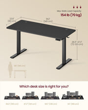 Dimensions diagram: 140 x 60 cm top, 72 to 120 cm height range, 70 kg static load