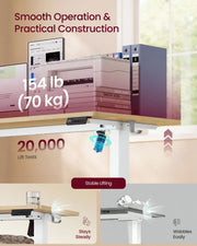 Load capacity image with a printer and box files on the desktop and a lift-test badge