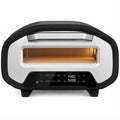 Homcom electric pizza oven, front-on studio view with the LCD touch panel showing 430 degrees and a 2 minute timer