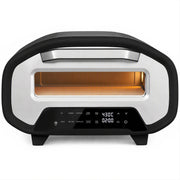 Homcom electric pizza oven, front-on studio view with the LCD touch panel showing 430 degrees and a 2 minute timer