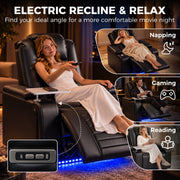 Woman reclining with the remote button control, with napping, gaming and reading positions