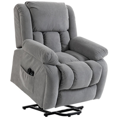 Homcom electric lift recliner chair in light grey with a side pocket and remote