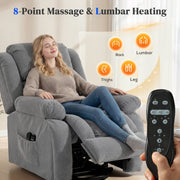 Woman using the remote to control 8-point massage and lumbar heating