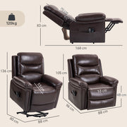Dimensions diagram of the riser recliner chair showing 88 cm width, 105 cm height and 168 cm reclined depth