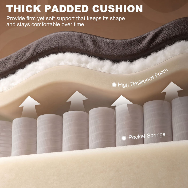 Cutaway of the recliner seat cushion layers showing pocket springs and high-resilience foam