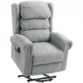 Homcom electric riser recliner chair in grey velvet-feel fabric with footrest extended