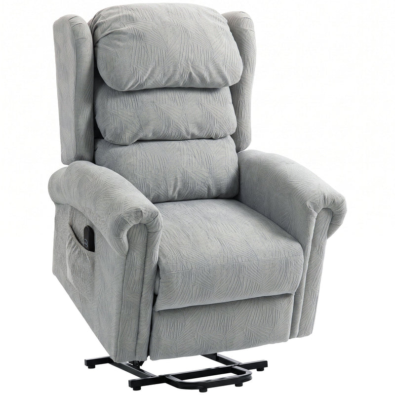 Homcom electric riser recliner chair in grey velvet-feel fabric with footrest extended