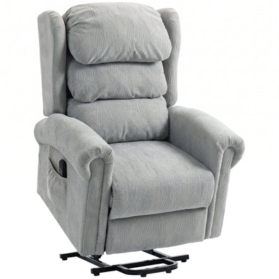 Homcom electric riser recliner chair in grey velvet-feel fabric with footrest extended