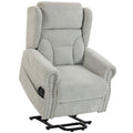 HOMCOM electric riser recliner chair in light grey chenille, front three-quarter view
