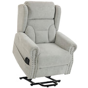 HOMCOM electric riser recliner chair in light grey chenille, front three-quarter view