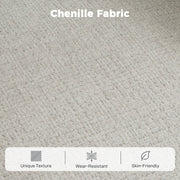 Close-up of the light grey chenille fabric texture