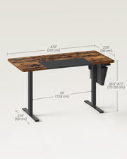 Dimension diagram showing 120 x 60 cm tabletop and 72-120 cm height range