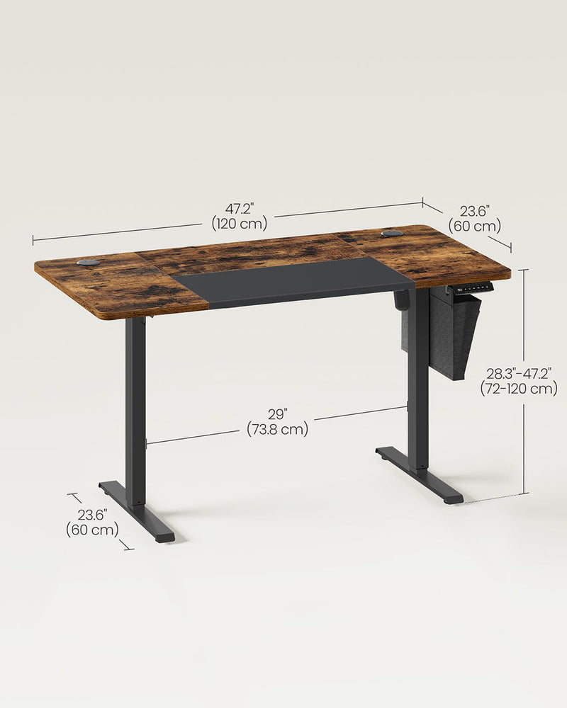 Dimension diagram showing 120 x 60 cm tabletop and 72-120 cm height range