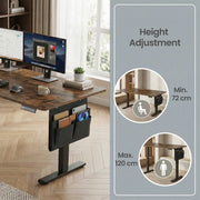 Diagram comparing the desk at its 72 cm seated height and 120 cm standing height