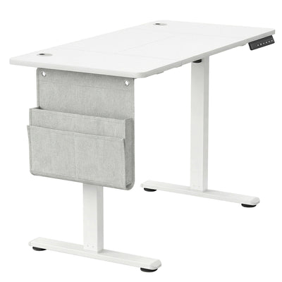 Vasagle Cloud White electric standing desk with storage pocket and control panel, studio shot
